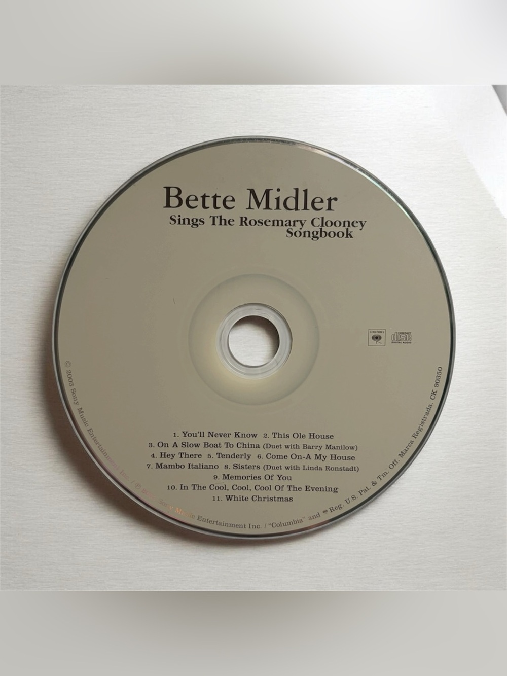 Bette Midler - Sings The Rosemary Clooney Songbook CD (Disc Only)